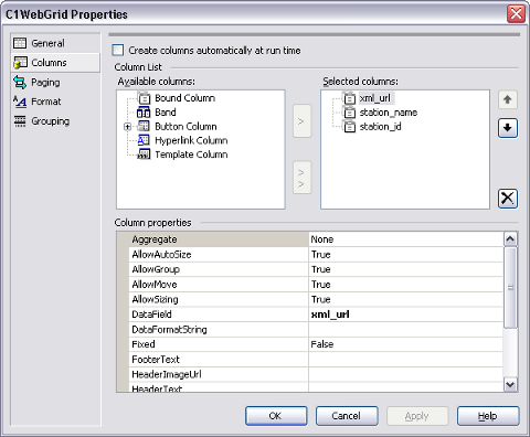 C1WebGrid Property Builder
