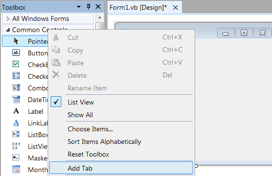 Add tab in toolbox.