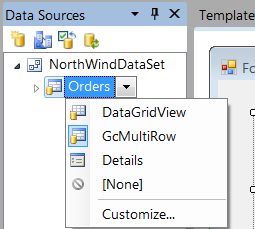 Click on GcMultiRow in the dropdown list.