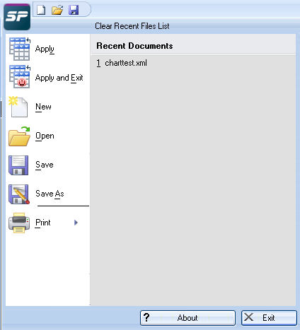 Spread Designer File Menu