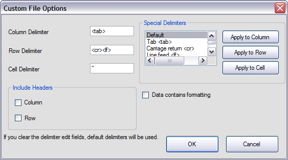 Custom File Options Dialog in Spread Designer