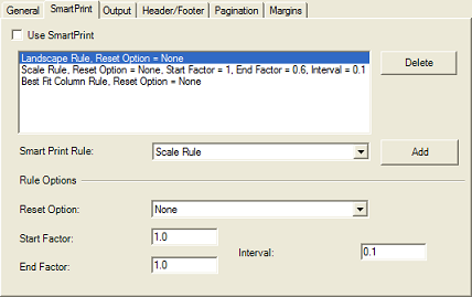 Spread Designer Sheet Print Settings Dialog, SmartPrint Tab