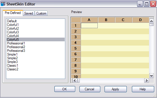 SheetSkin Editor Dialog in Spread Designer