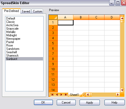 SheetSkin Editor Dialog in Spread Designer