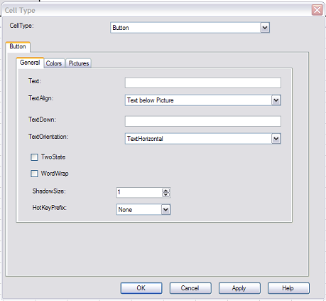 Spread Designer Cell Type Dialog Button Tab