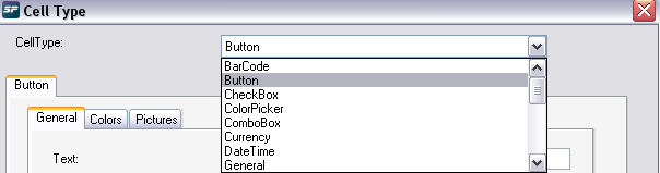 Spread Designer Cell Type Dialog top