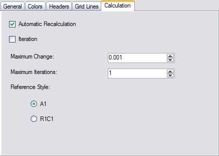 Spread Designer Sheet Settings Calculations Tab