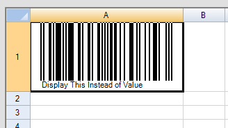 Barcode cell with message instead of value below barcode image