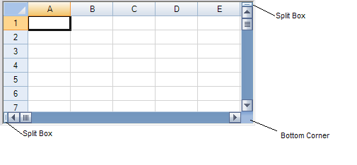split box and bottom corner of spreadsheet component