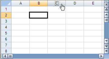 Hand cursor over header cells