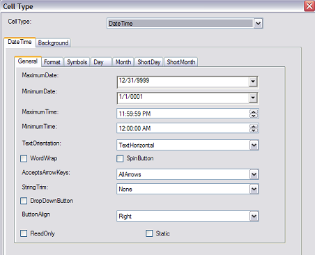 Spread Designer Cell Type Dialog Date Time Tab