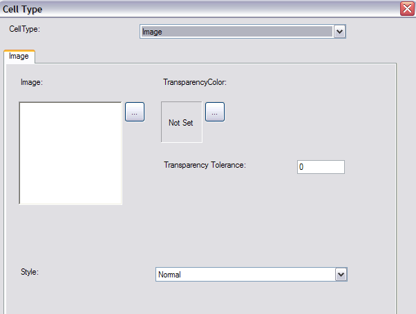 Spread Designer Cell Type Dialog Image Tab