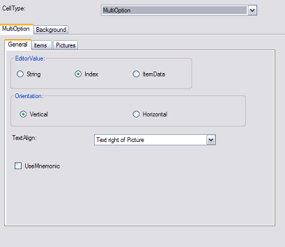 Spread Designer Cell Type Dialog MultiOption Tab