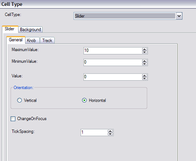 Spread Designer Cell Type Dialog Slider Tab