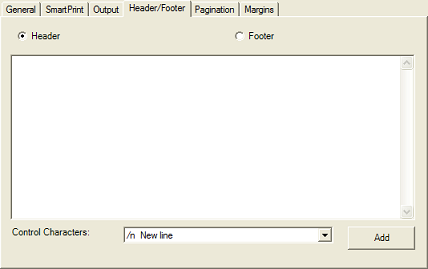 Spread Designer Sheet Print Settings Dialog Header-Footer Tab