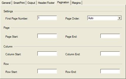 Spread Designer Sheet Print Settings Dialog Pagination Tab