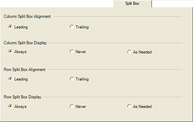 Spread Designer Spread Settings Split Box Tab