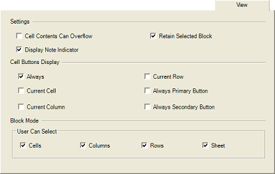 Spread Designer Spread Settings Dialog View Tab