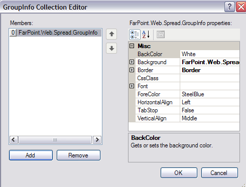 Spread Designer GroupInfo Collection Editor