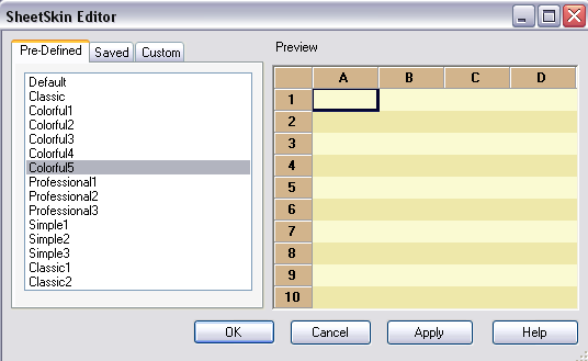 SheetSkin Editor Dialog in Spread Designer