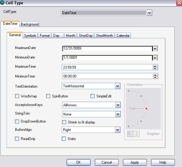 Spread Designer Cell Type Dialog Date Time Tab