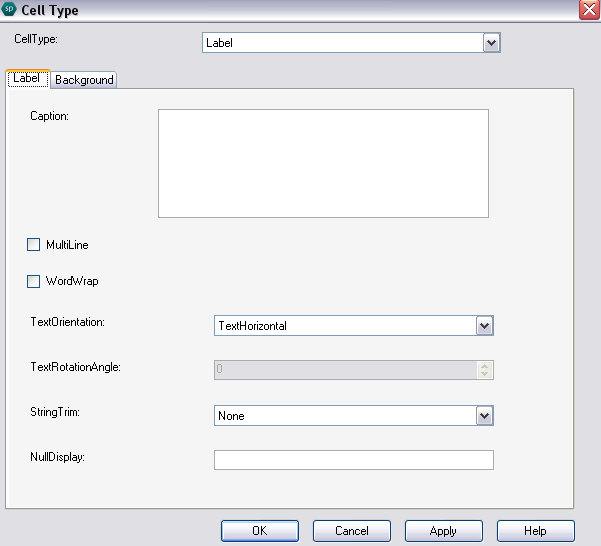 Spread Designer Cell Type Dialog Image Tab