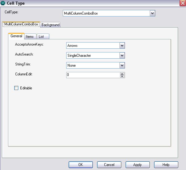 Spread Designer Cell Type Dialog Image Tab