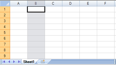 Column Selected in Work Area of Spread Designer