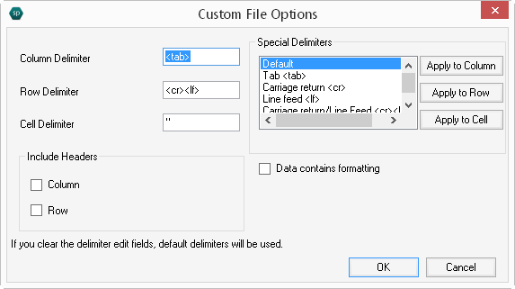 Custom File Options Dialog in Spread Designer