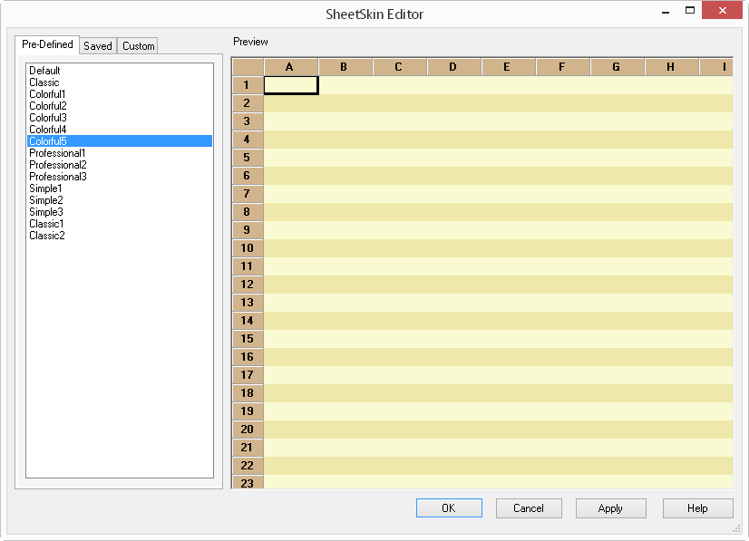 SheetSkin Editor Dialog in Spread Designer