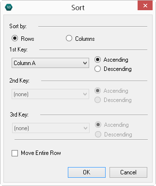 Sort Dialog in Spread Designer