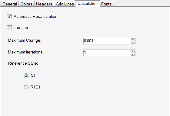 Spread Designer Sheet Settings Calculations Tab