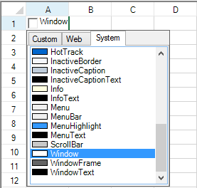 Drop-down color picker for color picker cell