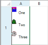 List box with three choices with text and images (icons)