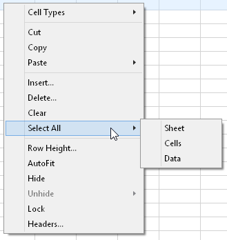 Row Context Menu