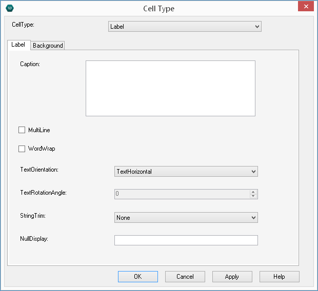 Spread Designer Cell Type Dialog Image Tab