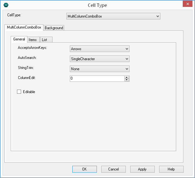 Spread Designer Cell Type Dialog Image Tab