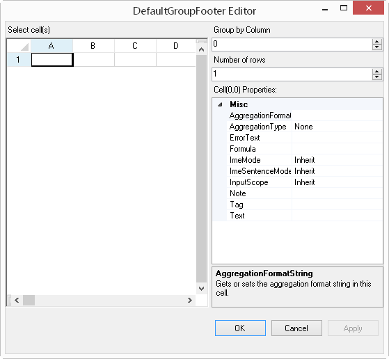 DefaultGroupFooter Editor