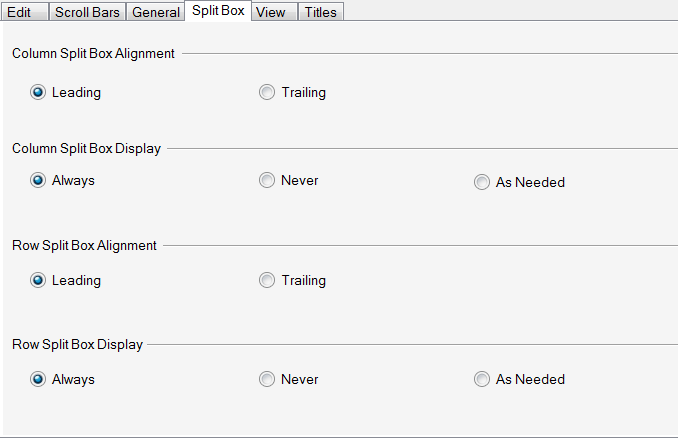 Spread Designer Spread Settings Split Box Tab