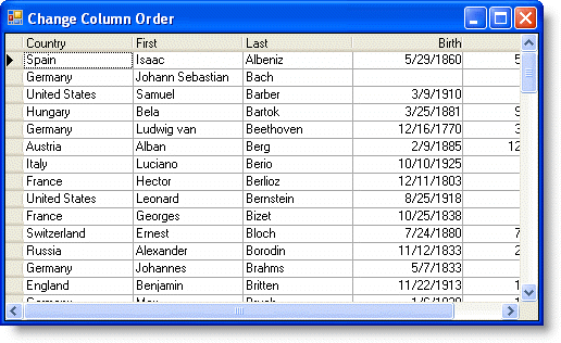 ag grid column order