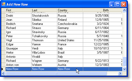 Adding a New Row to C1TrueDBGrid