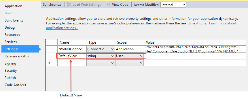 Creating Default View