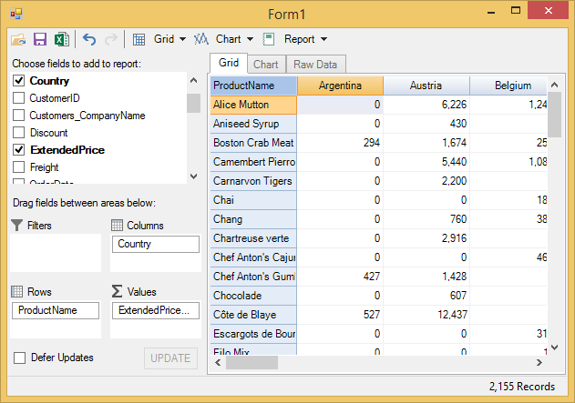 FlexPivotPage displaying default view set in code