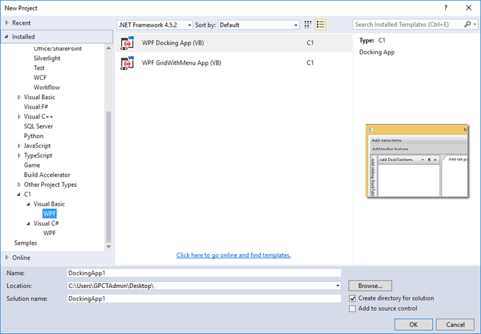 C1 WPF Project Templates