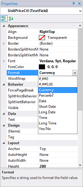 Modify FlexReport Appearance from Properties Pane