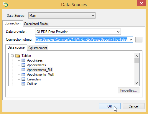 Data Sources Dialog Box