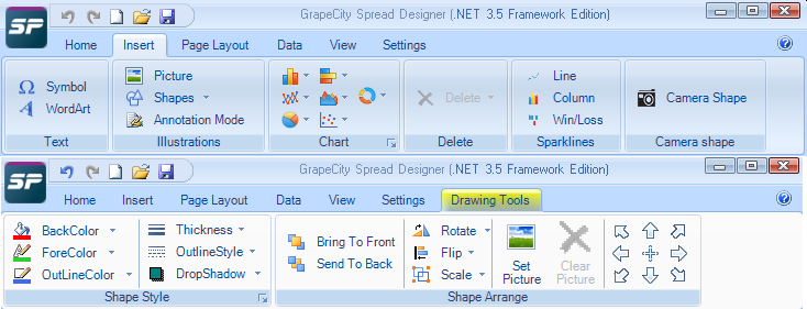 Drawing Toolbar Items