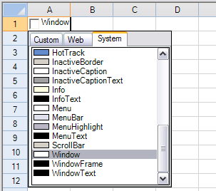 Drop-down color picker for color picker cell