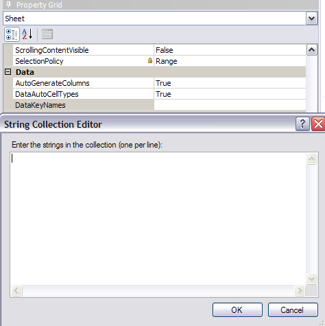 Spread Designer DataKey Names Editor