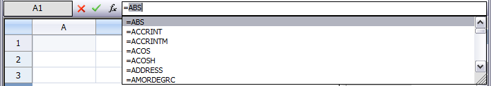 Spread Designer Formula toolbar